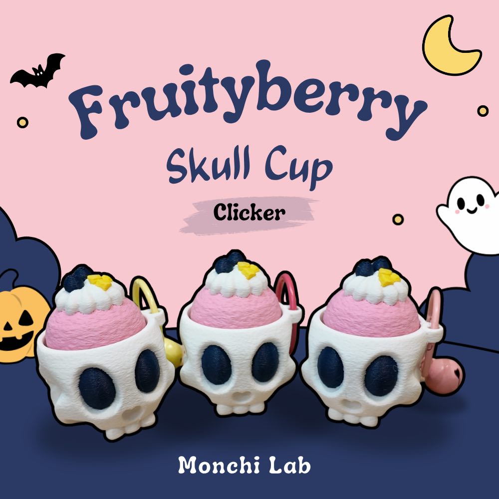 Fruityberry Skull Cup Halloween Clicker Keychain