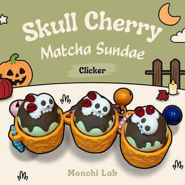 Móc khóa Clicker Halloween hình Kem Matcha Anh đào Đầu lâu