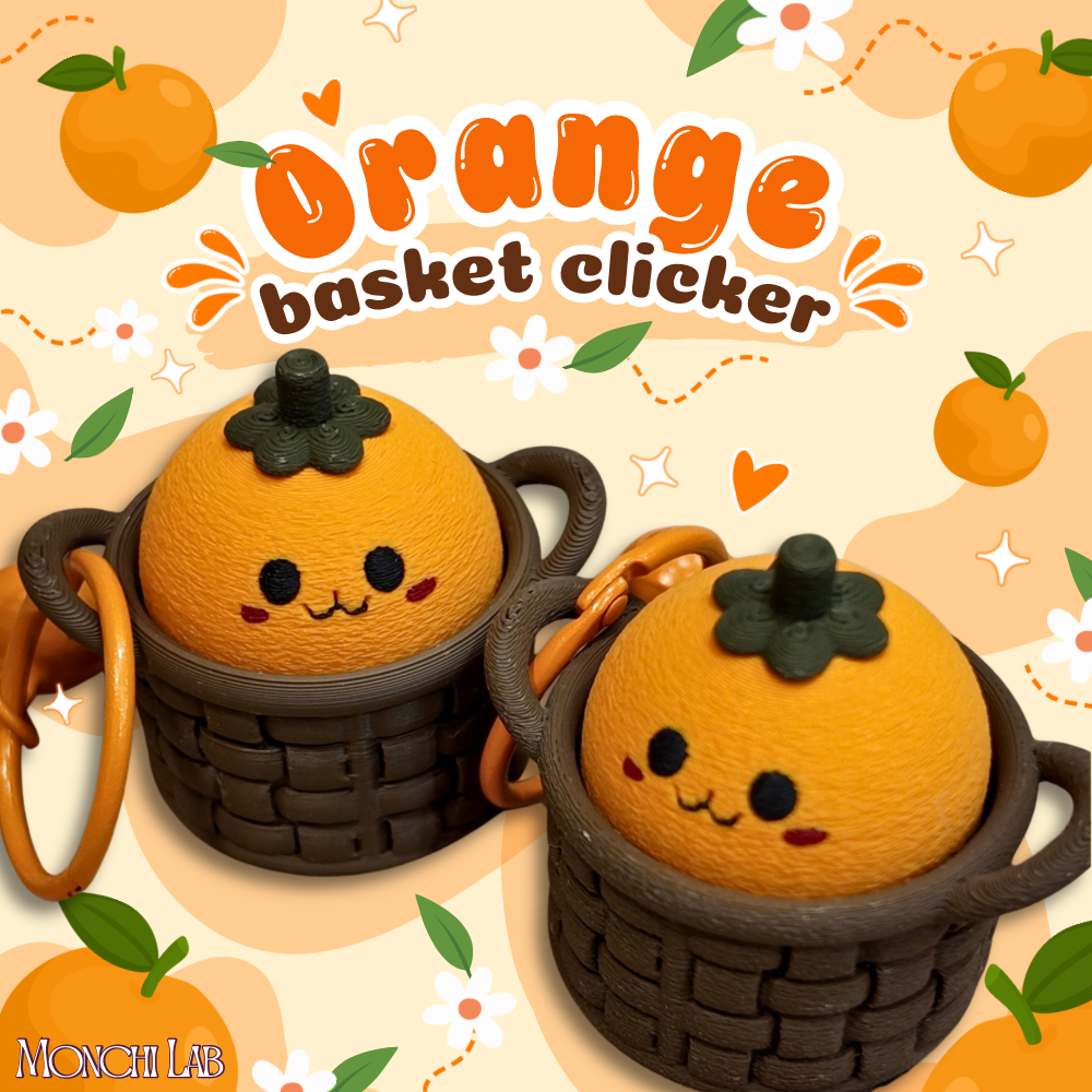 Orange Basket 3D Clicker Keychain