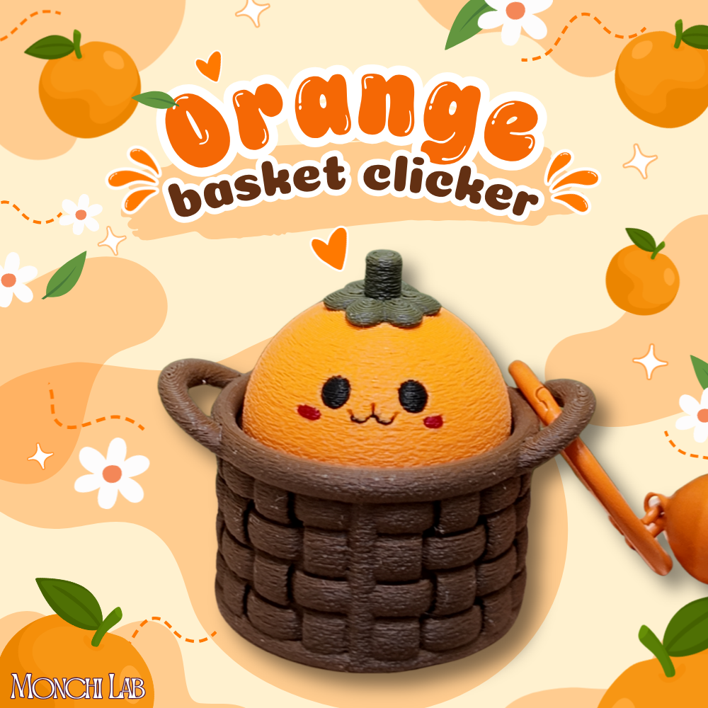 Orange Basket 3D Clicker Keychain